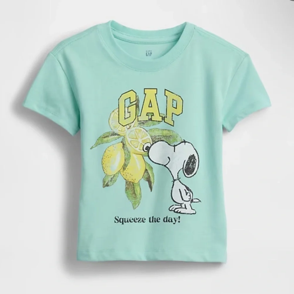 GAP Kids Light Green Snoopy Lemon Tee